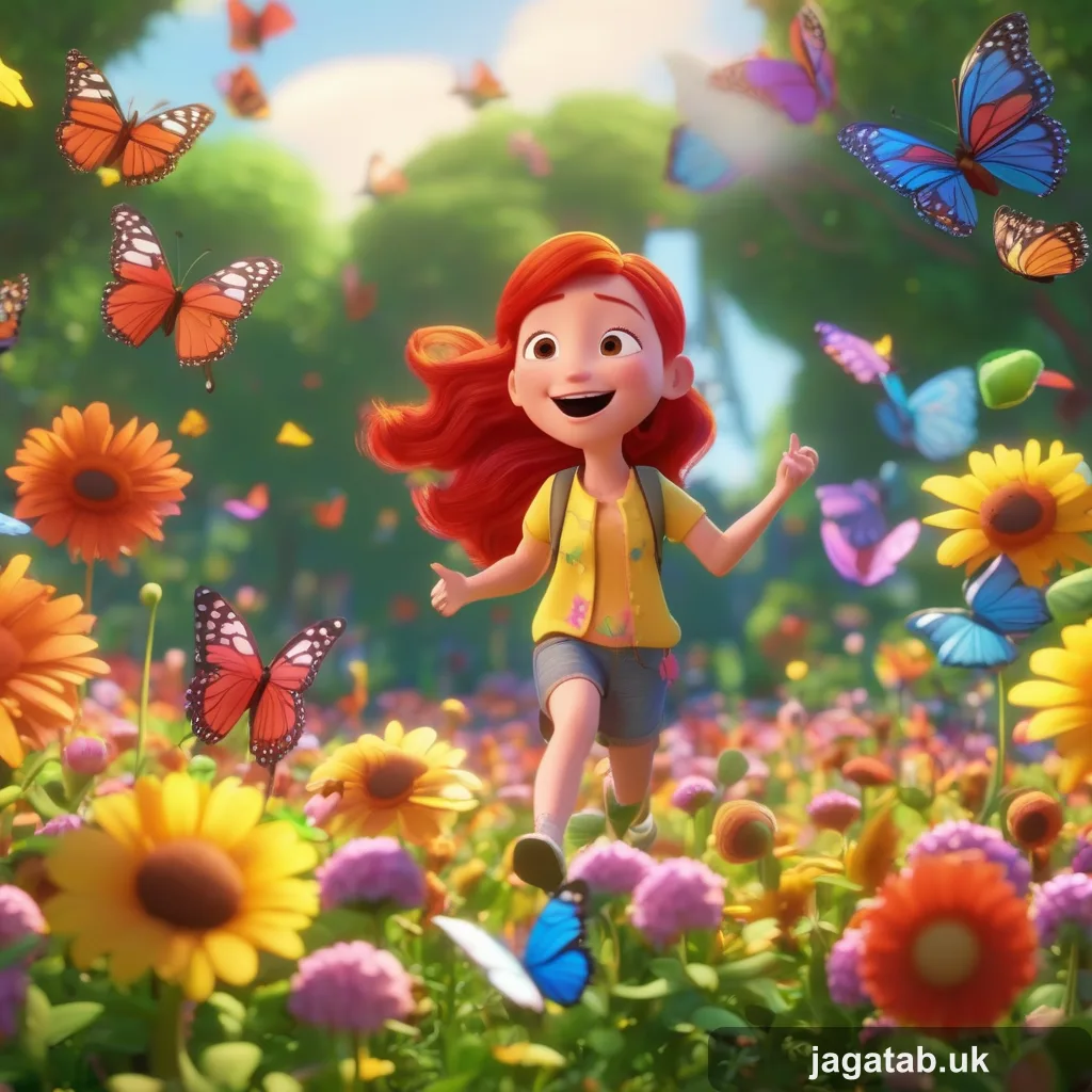 043 A Cheerful Cartoon Girl With Red Hair Si 1b3e