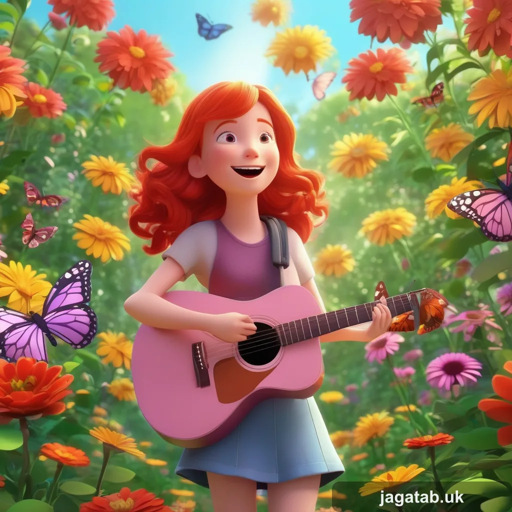 046 A Cheerful Cartoon Girl With Red Hair Si 969d
