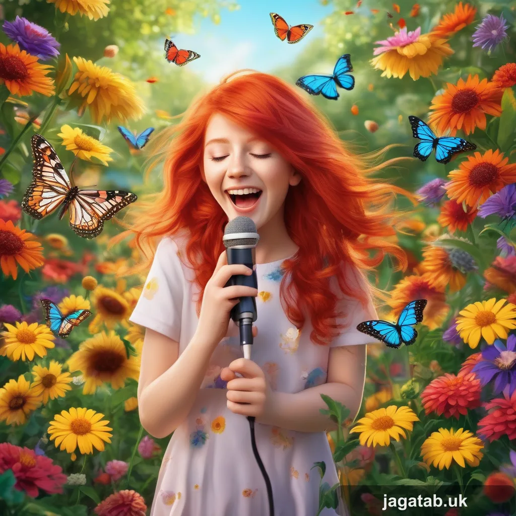 049 A Cheerful Girl With Red Hair Singing In 2065