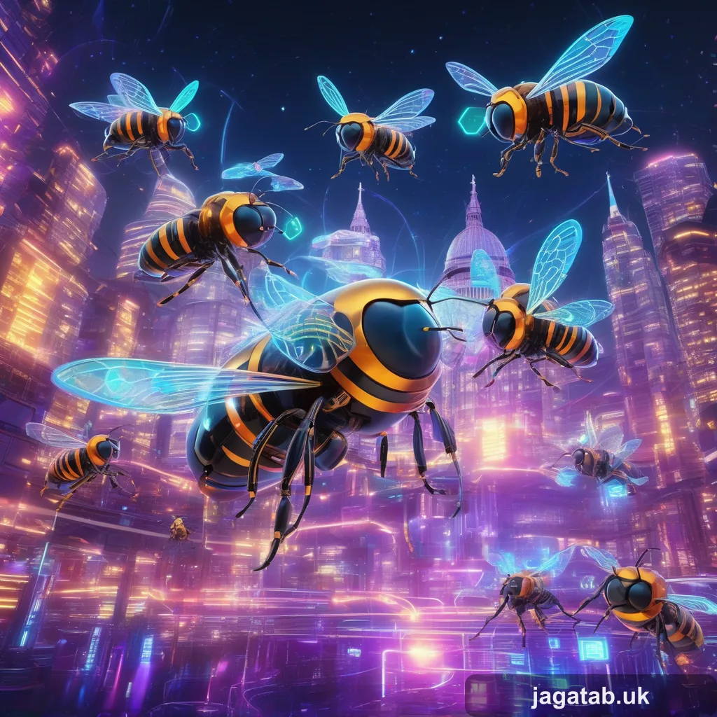 062 A Swarm Of Iridescent Glowing Robotic Be E7ad
