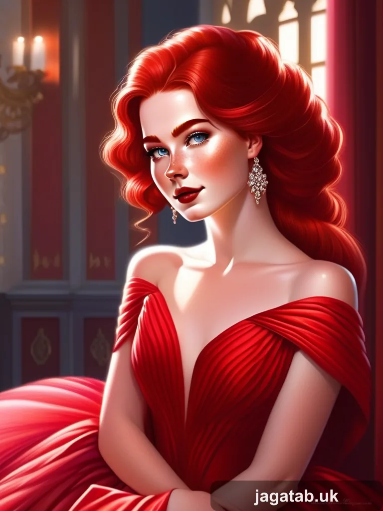 100 Wearing An Elegant Red Ball Gown Grand B 4f83