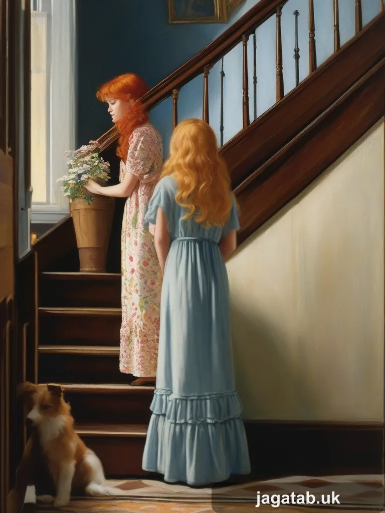 211 Red Haired Woman In A Long Floral Dress 5562