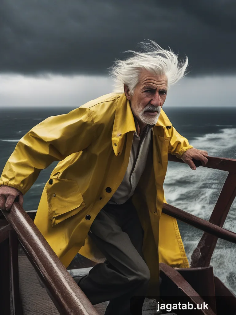 225 An Elderly Man With Windblown White Hair 8c9c
