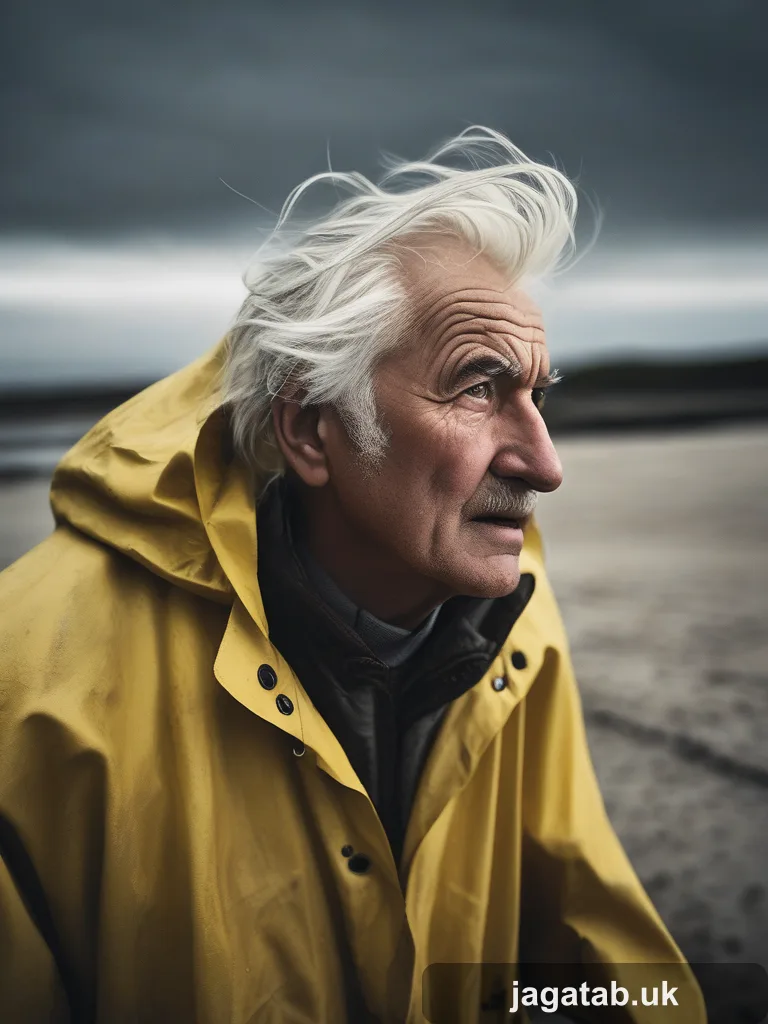 227 An Elderly Man With Windblown White Hair 4aa8