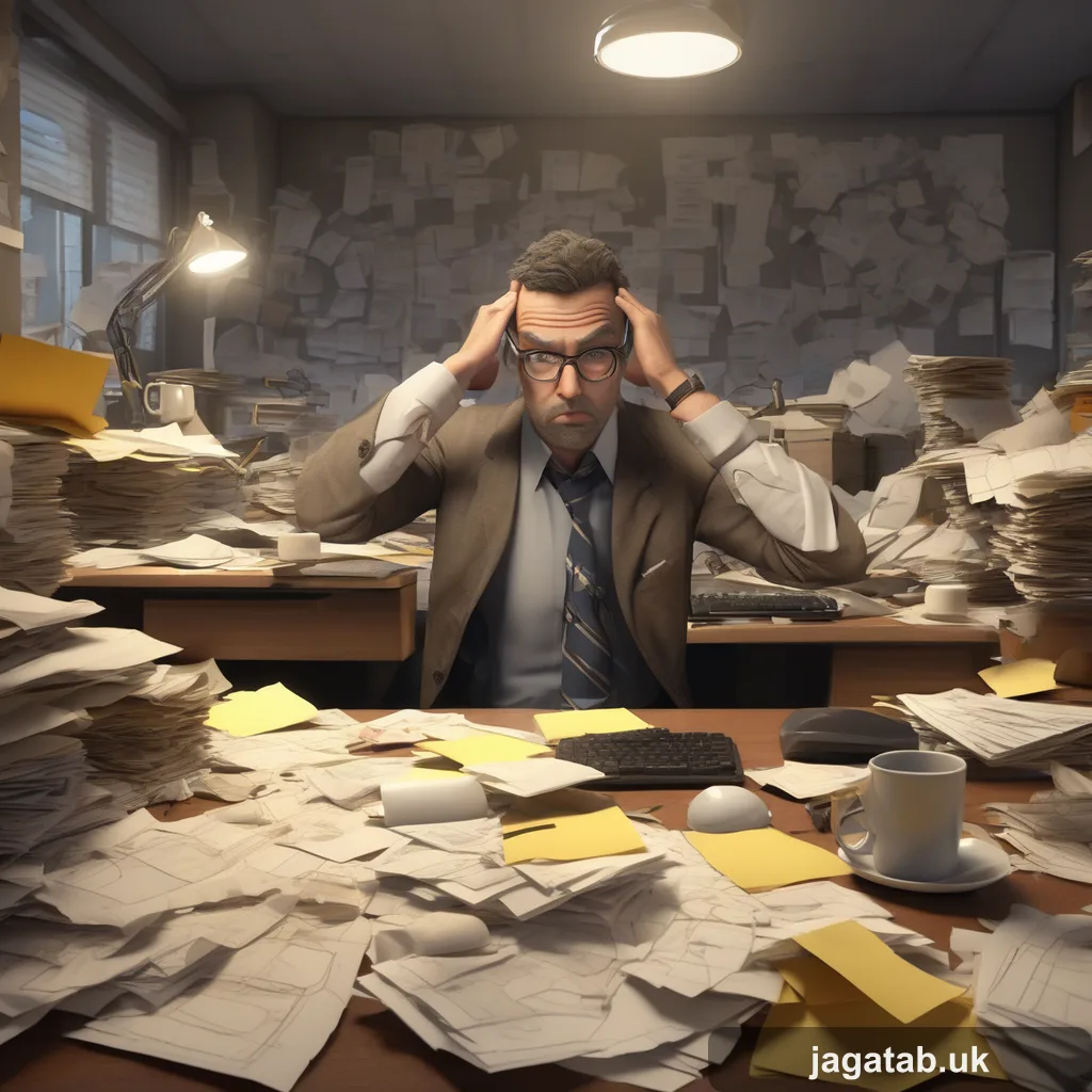 277 3d Render A Cluttered Office Desk With A 2d85