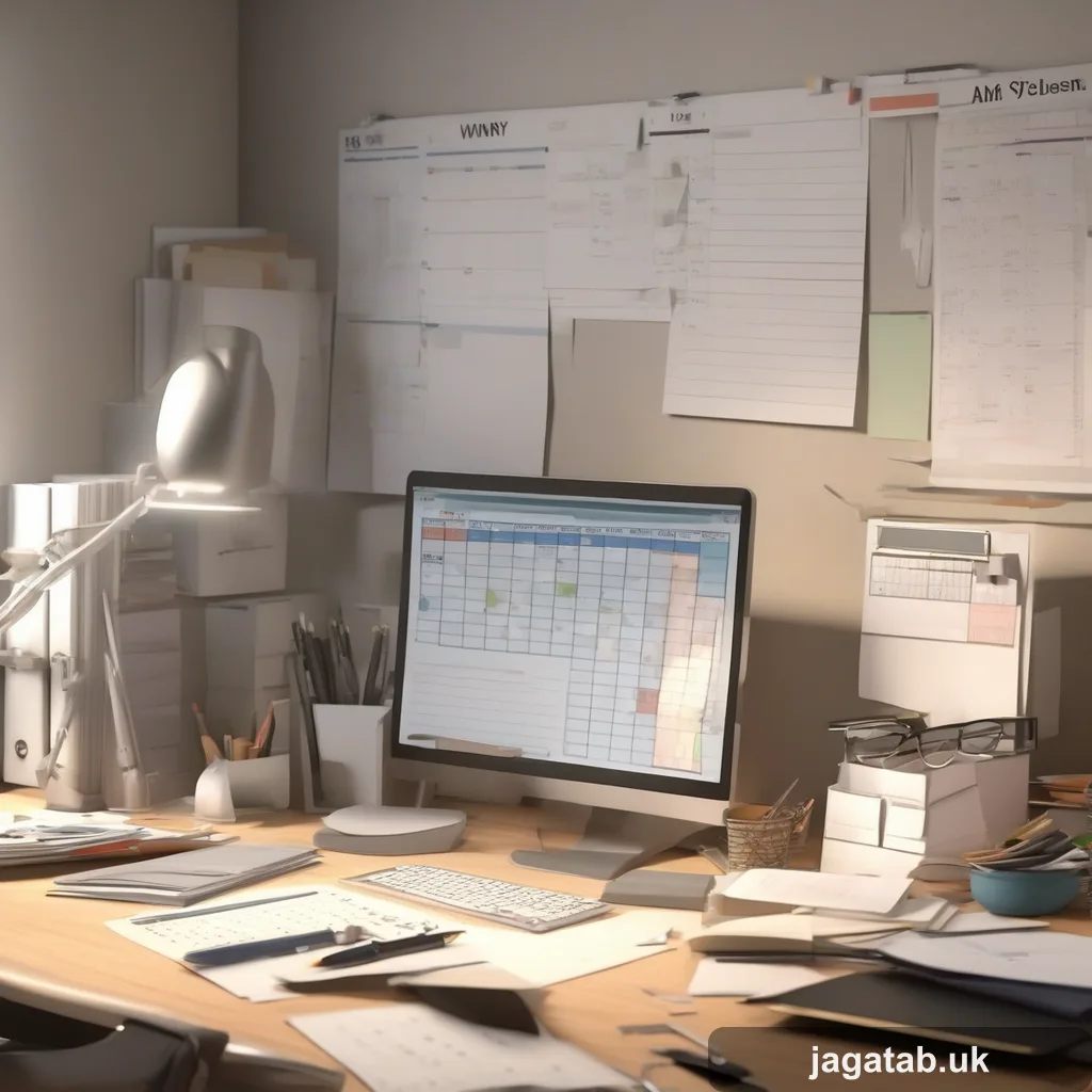 278 3d Render A Cluttered Office Desk Transf 7b3d