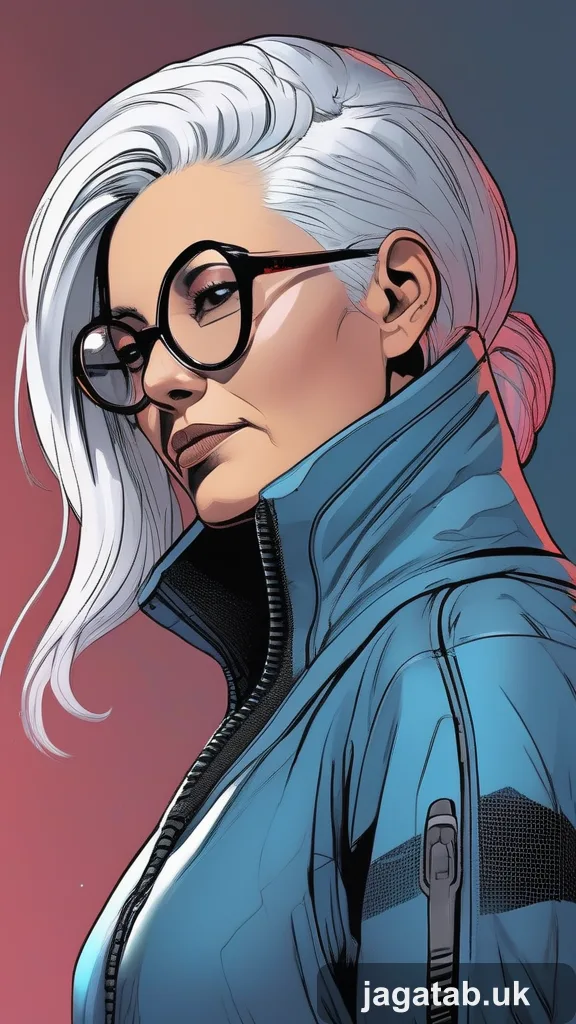 307 Silver Haired Woman In A Sleek Gray Jump 5f72