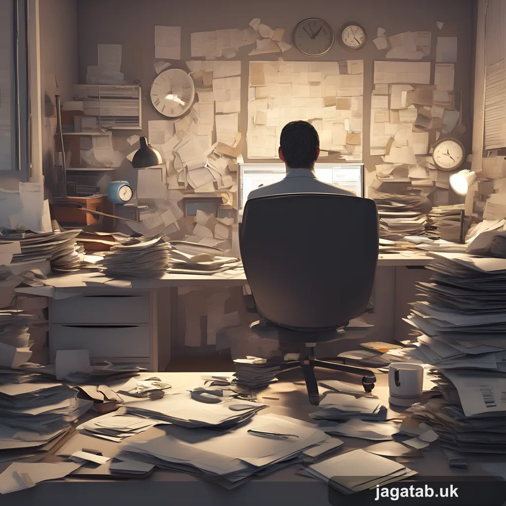 3d Render A Cluttered Office Desk With A 4dfe