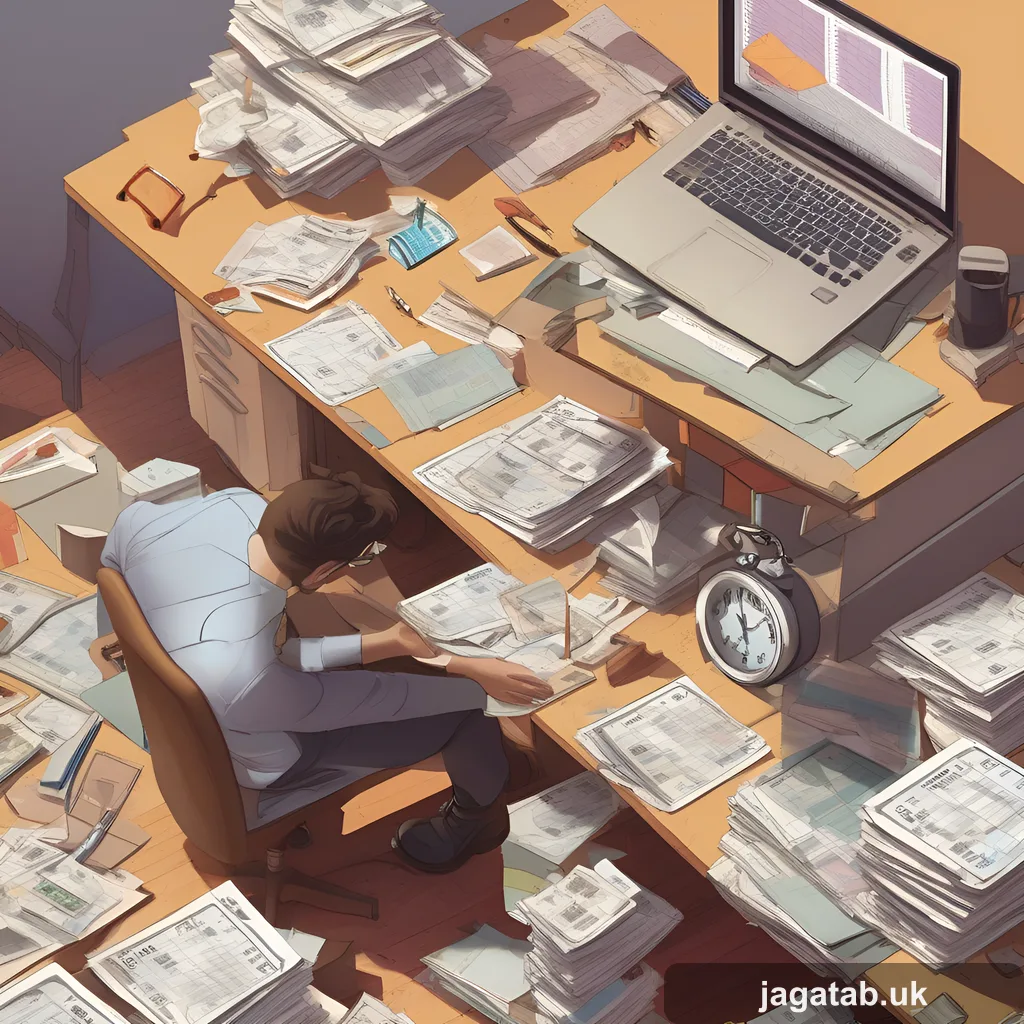 A Small Cluttered Uk Office Desk In A 3d E92b