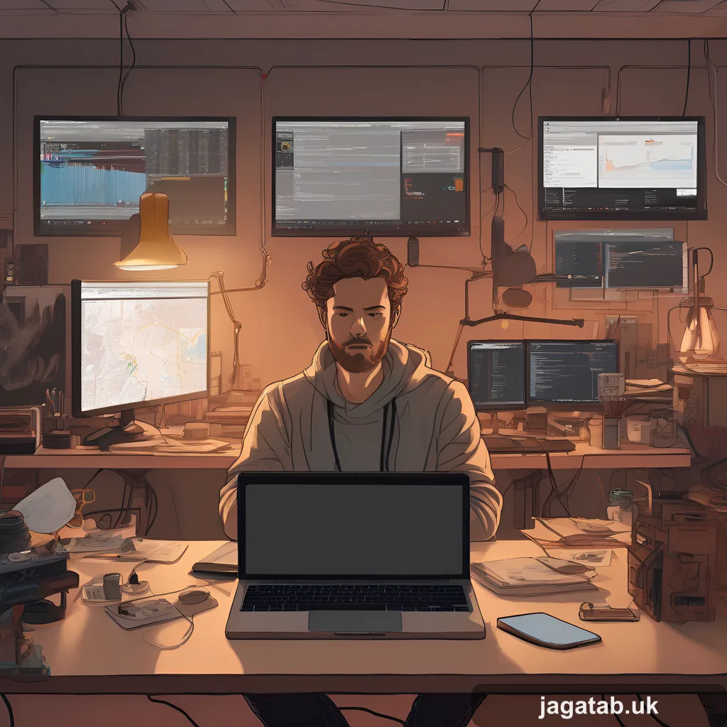 A Solo Founder Sits At A Cluttered Desk 50e8