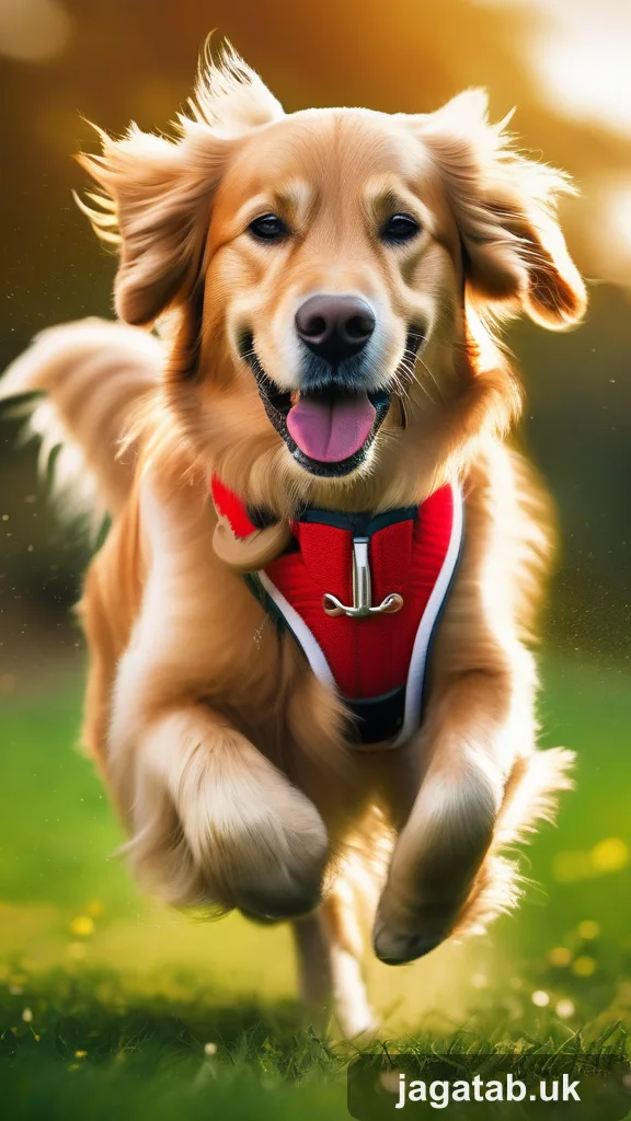 An Energetic Young Male Golden Retriever