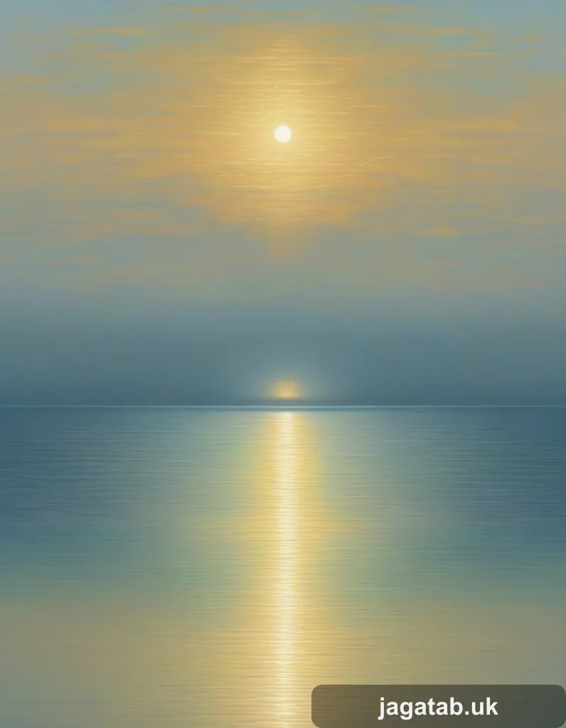 Calm Sea Horizon Soft Dawn Light Over St A342