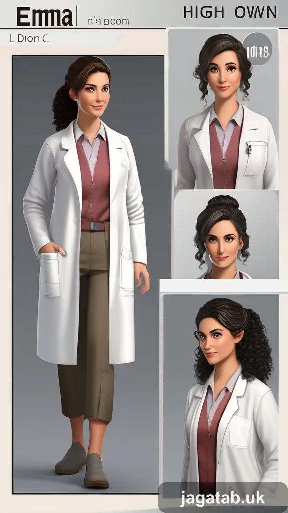 Early 30s Female Dark Curly Hair Lab Coa