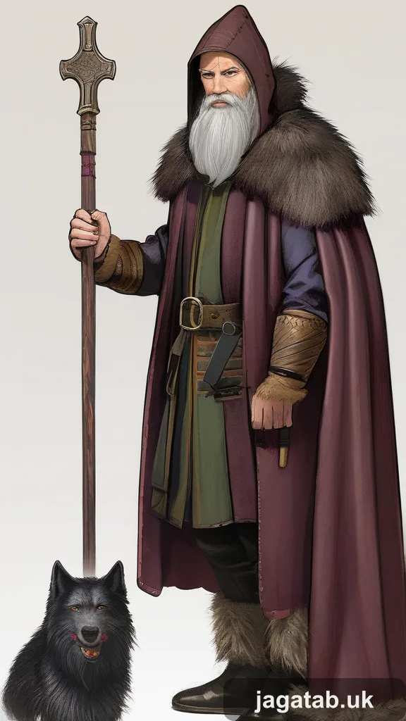 Elderly White Bearded Lord In Heavy Fur