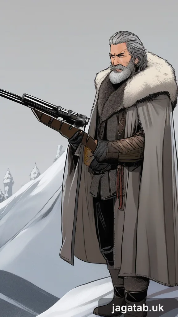 Elderly White Bearded Lord In Heavy Fur Cc86