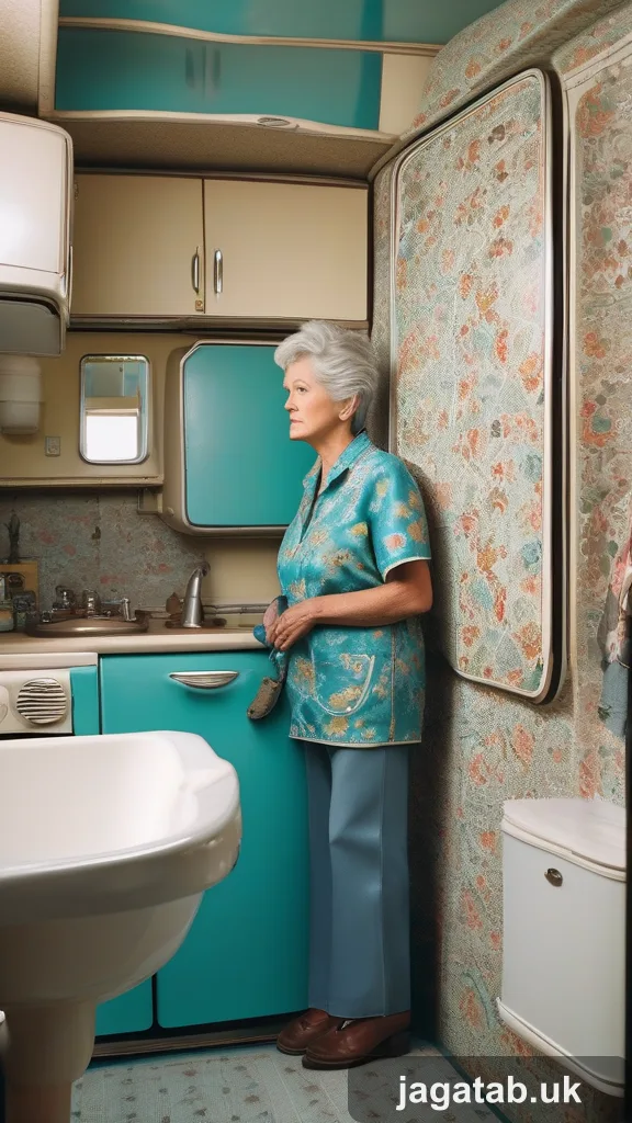 Elderly Woman Silver Hair Floral Dress M B186