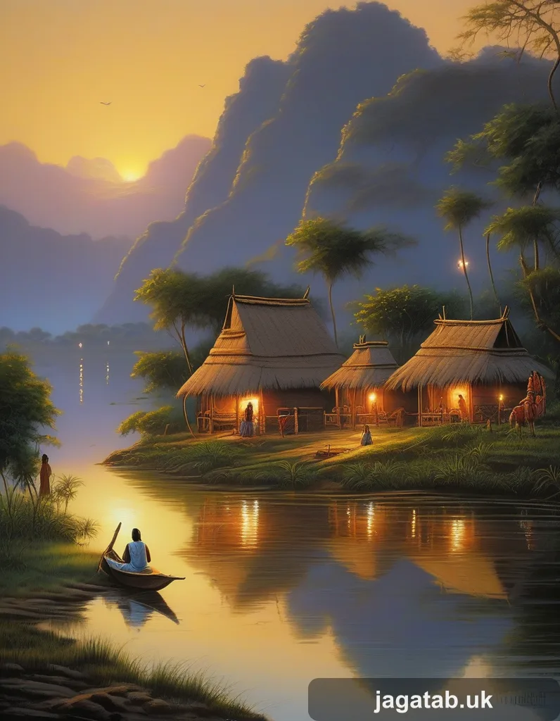 Indian Village Dawn Soft Dawn Light Over A82e