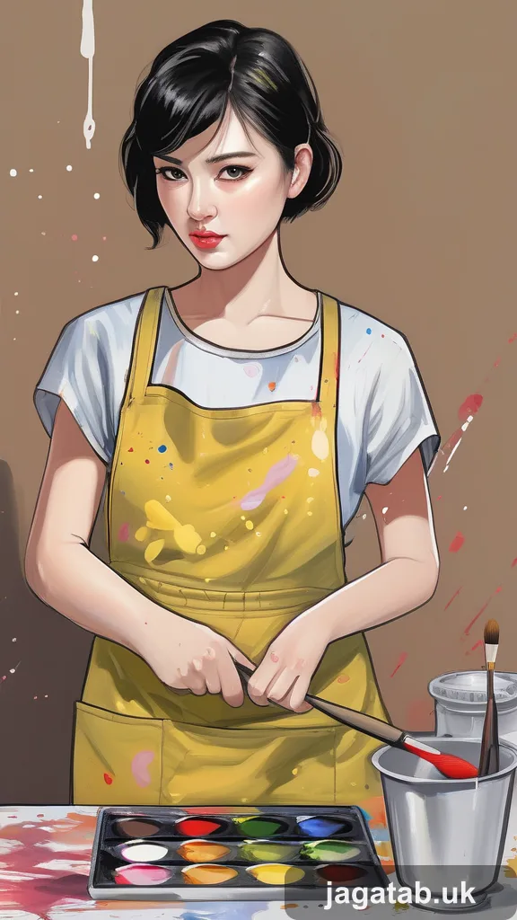 Late Twenties Female Artist Short Messy 235a