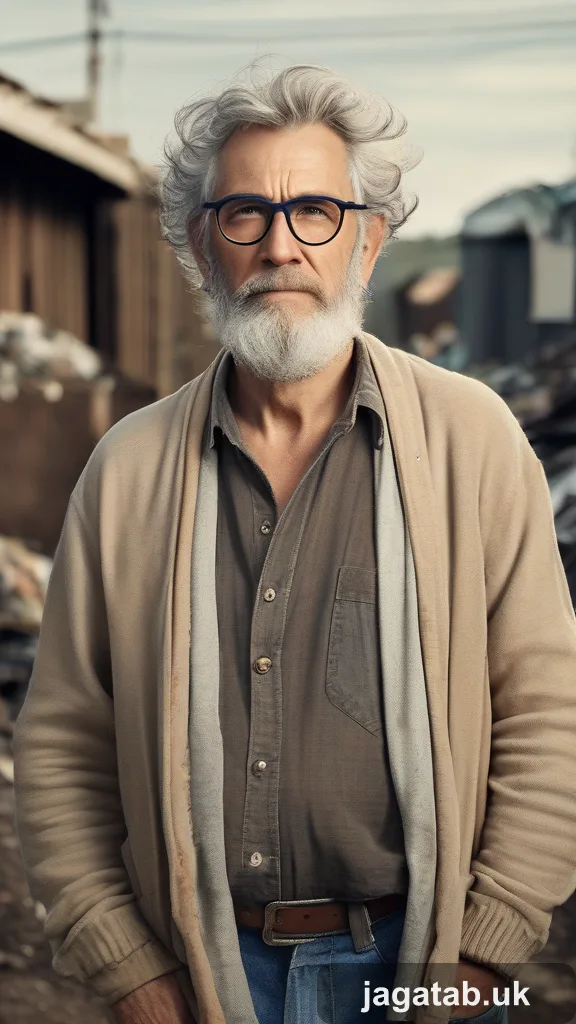 Middle Aged Artisan Unkempt Beard Short 060d