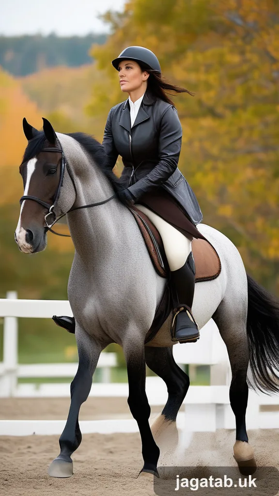 Middle Aged Female Rider Dark Hair In Br