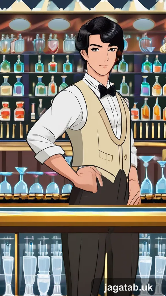 Middle Aged Male Bartender Slick Black H