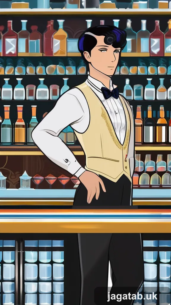 Middle Aged Male Bartender Slick Black H 4f5a