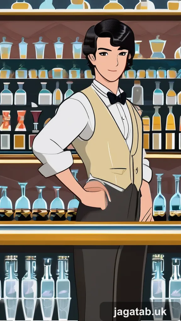 Middle Aged Male Bartender Slick Black H Ae4d