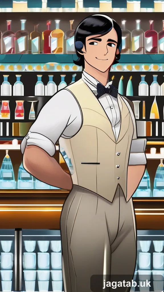 Middle Aged Male Bartender Slick Black H C94f