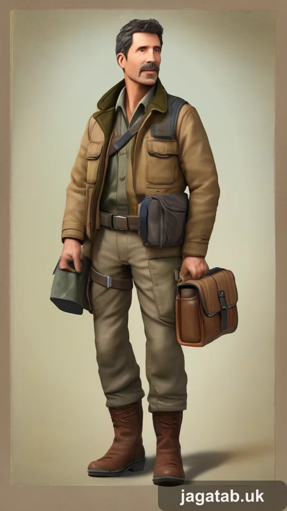 Middle Aged Male Explorer Short Dark Hai A012