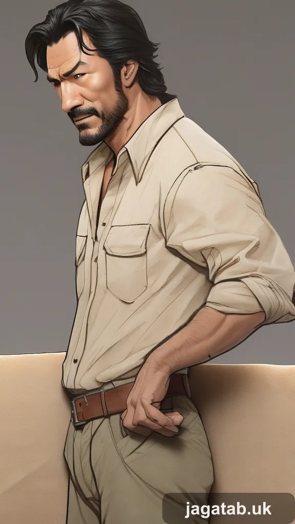 Middle Aged Man Shaggy Dark Hair Wearing