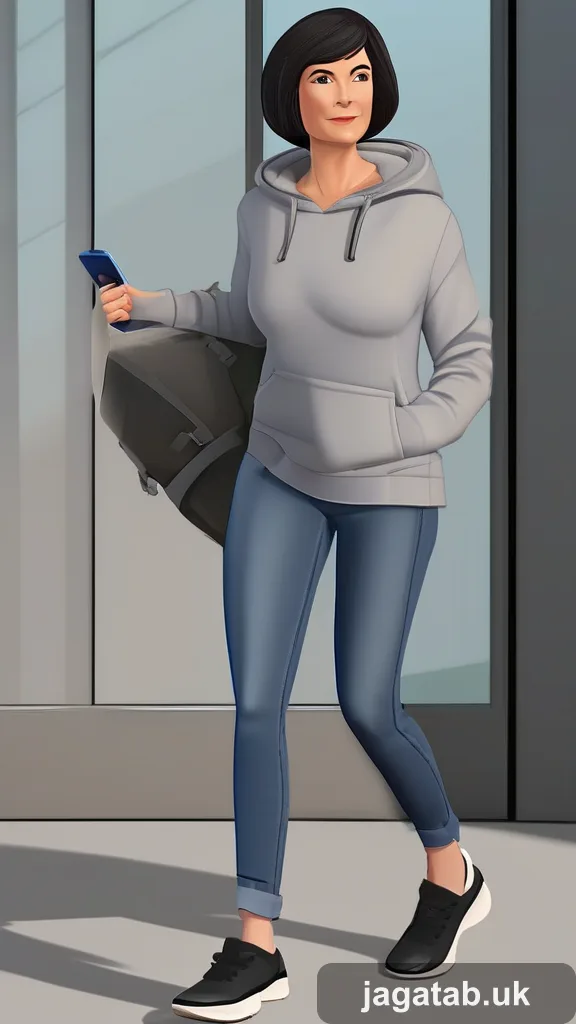 Middle Aged Woman Short Dark Hair Wearin 2bd5