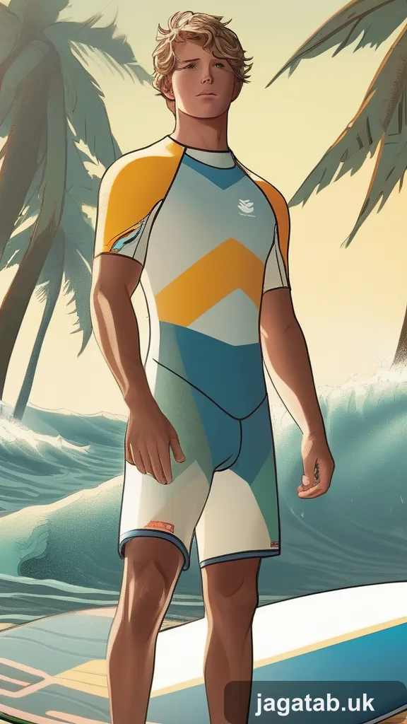 Young Male Surfer Sun Bleached Short Hai F953