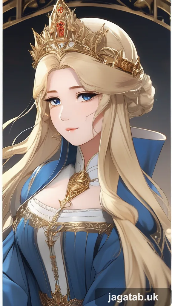 Young Princess With Golden Hair In Flowi
