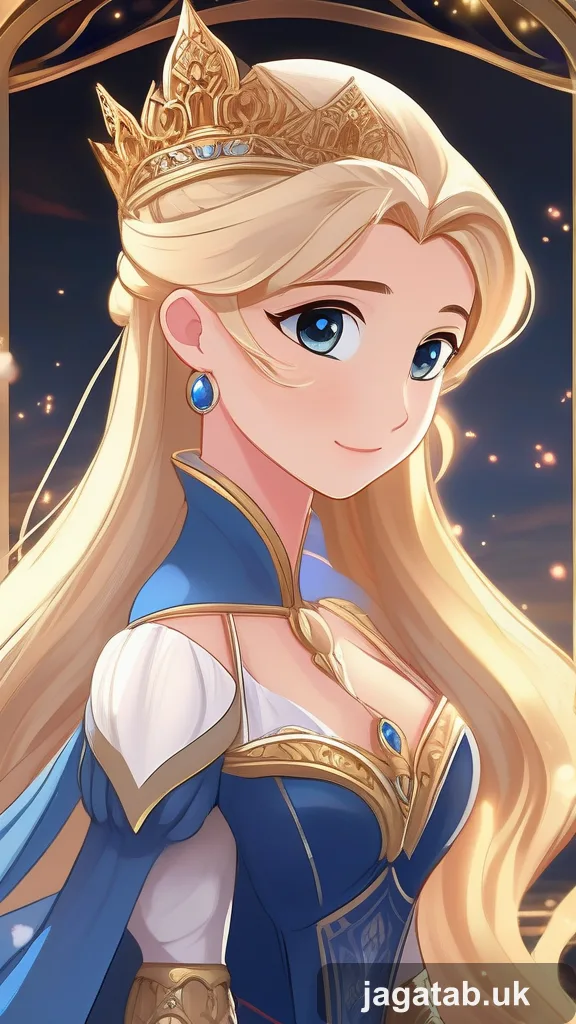 Young Princess With Golden Hair In Flowi